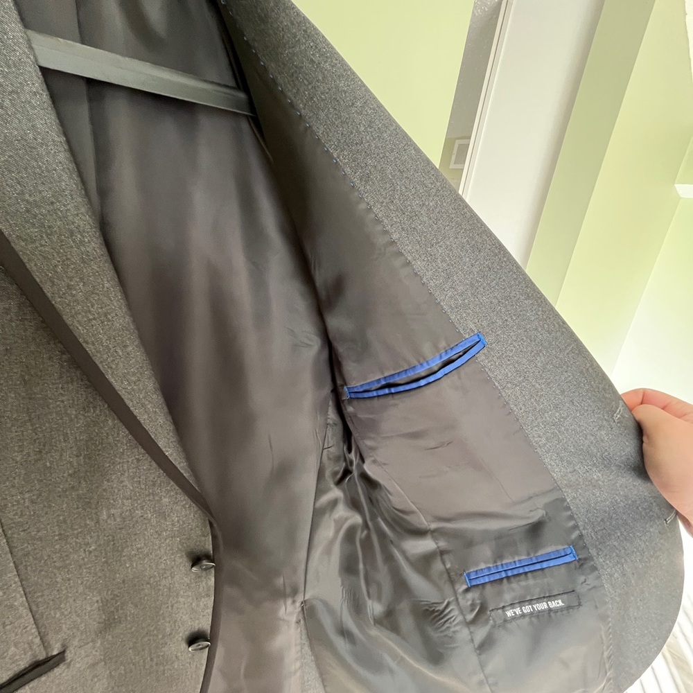 Gray Suit Jacket with Blue Accents